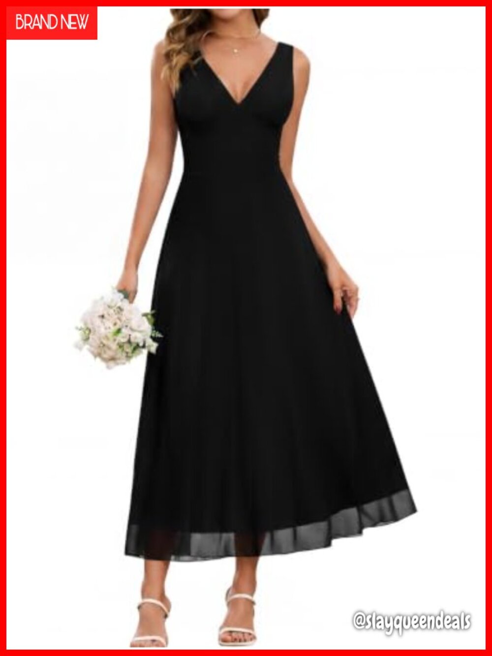 Women's Flowy V-Neck Maxi Long Formal Cocktail Wedding Guest Dress